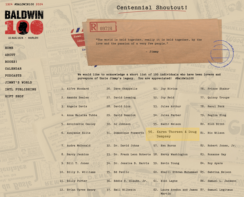 james baldwin website centennial shoutout list of 100 names